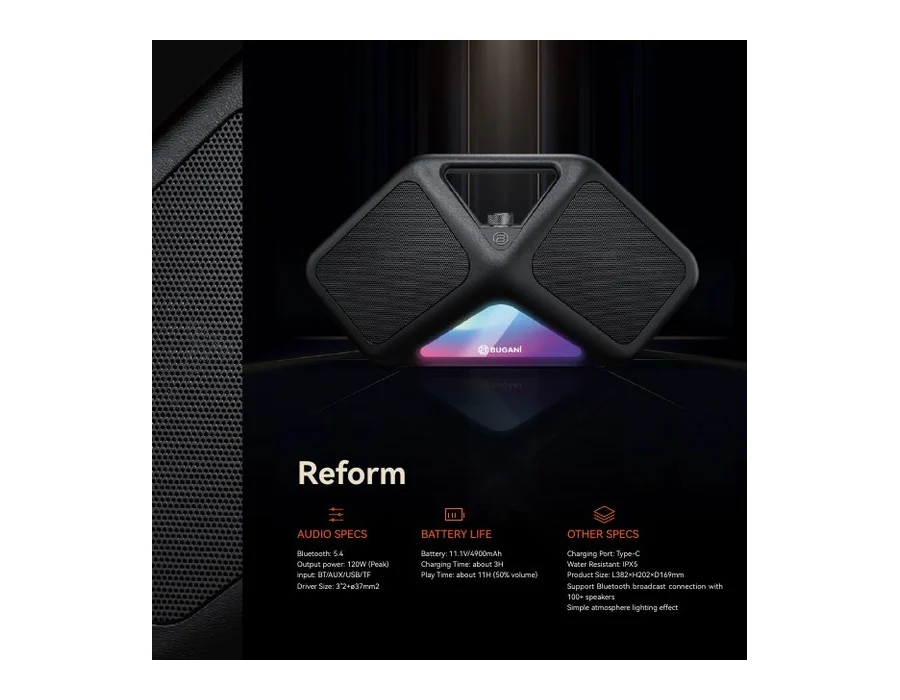BUGANI Reform Portable Speaker